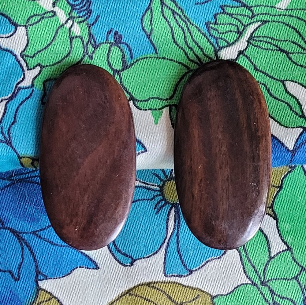 Vintage Wooden Clip-On Earrings